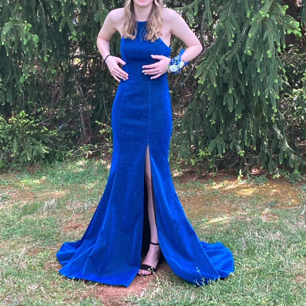 royal blue mermaid prom dress